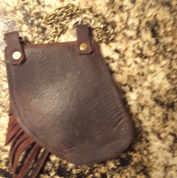Small clutch with chain strap, handmade, leather. - Picture 2 of 6